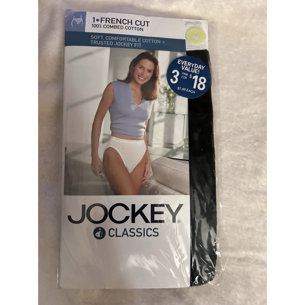 Vintage Jockey Classics French‎ Cut Panties Women Size 4 Black Cotton 2003 New